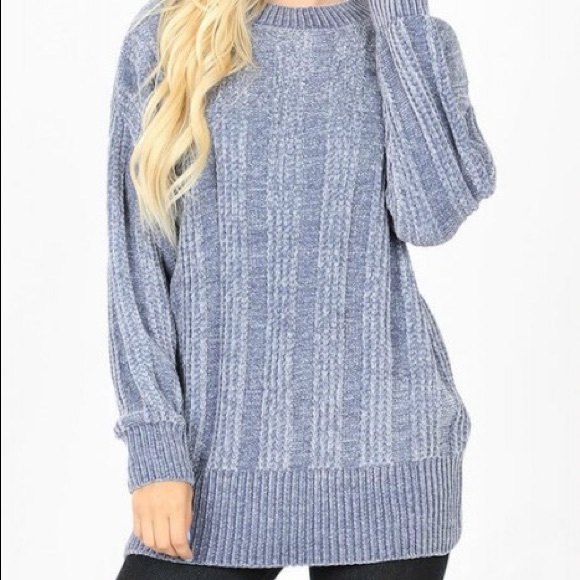Chenille Sweater W Cable Knit 